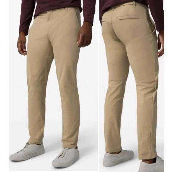 Lululemon Men's Commission Pants Slim Fit Stretch Nylon Khaki 34x31 - Picture 1 of 9